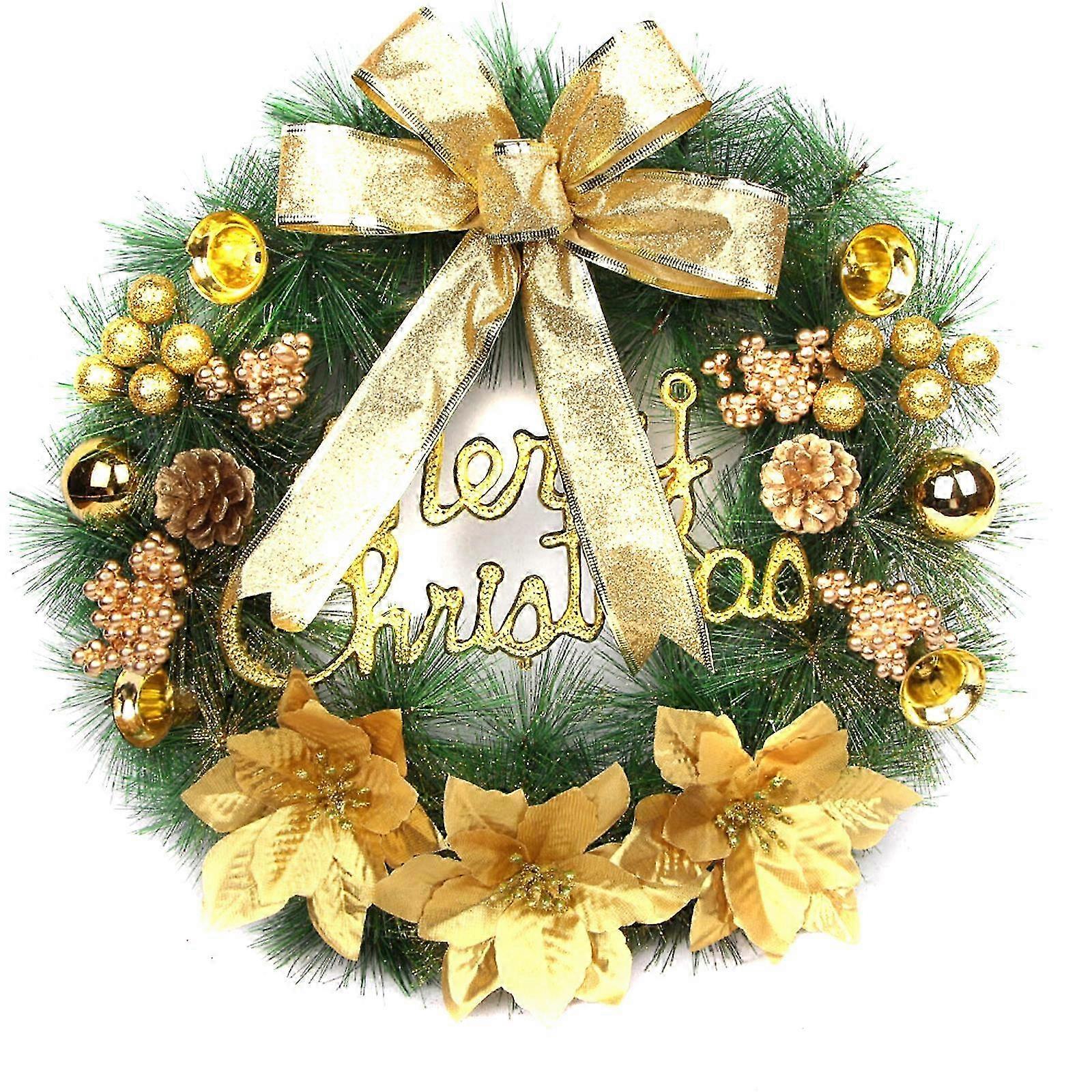 Handmade Christmas garland for window decoration with pine branches and berries