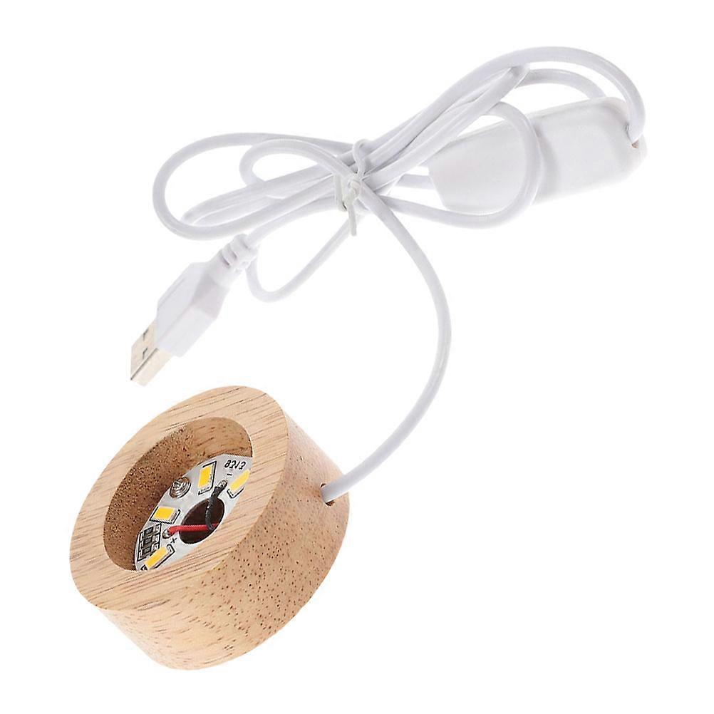 Beige Wood Light Base for Display Mini LED Crystal Ball Holder
