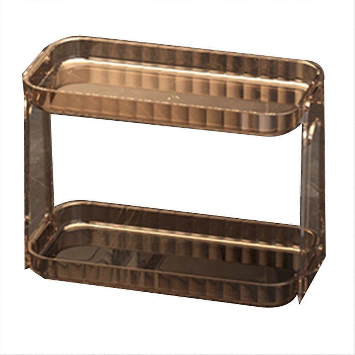 Bathroom, Kitchen, Transparent Double Layer Storage Rack,C