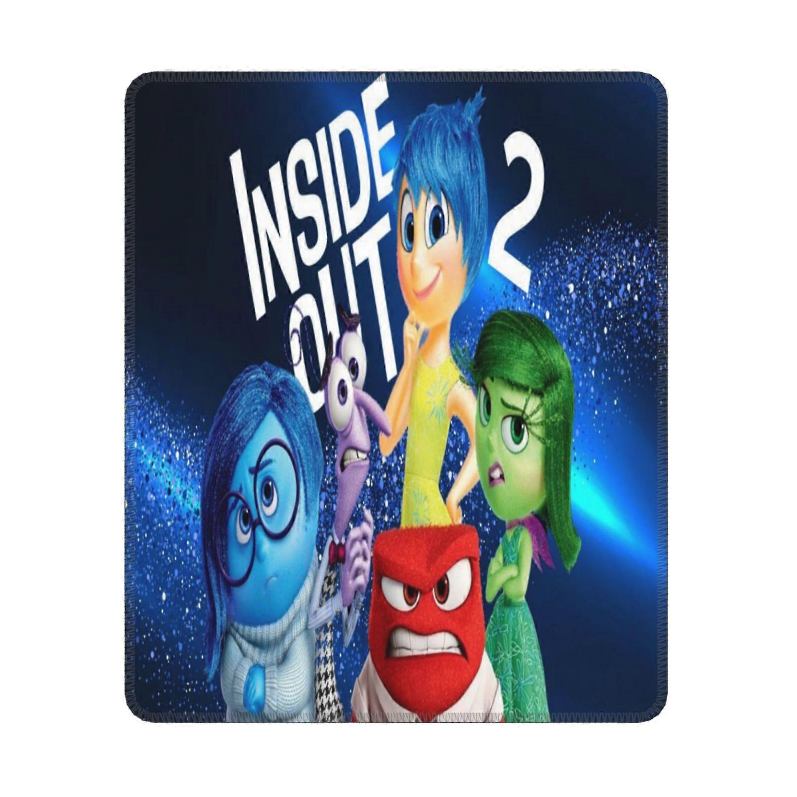 Inside Out 2 Mouse Pad 10x12 Inch, Stitched Edge, Non-Slip Rubber Base, Washable Lycra Cloth, Compatible with Computers and Laptop