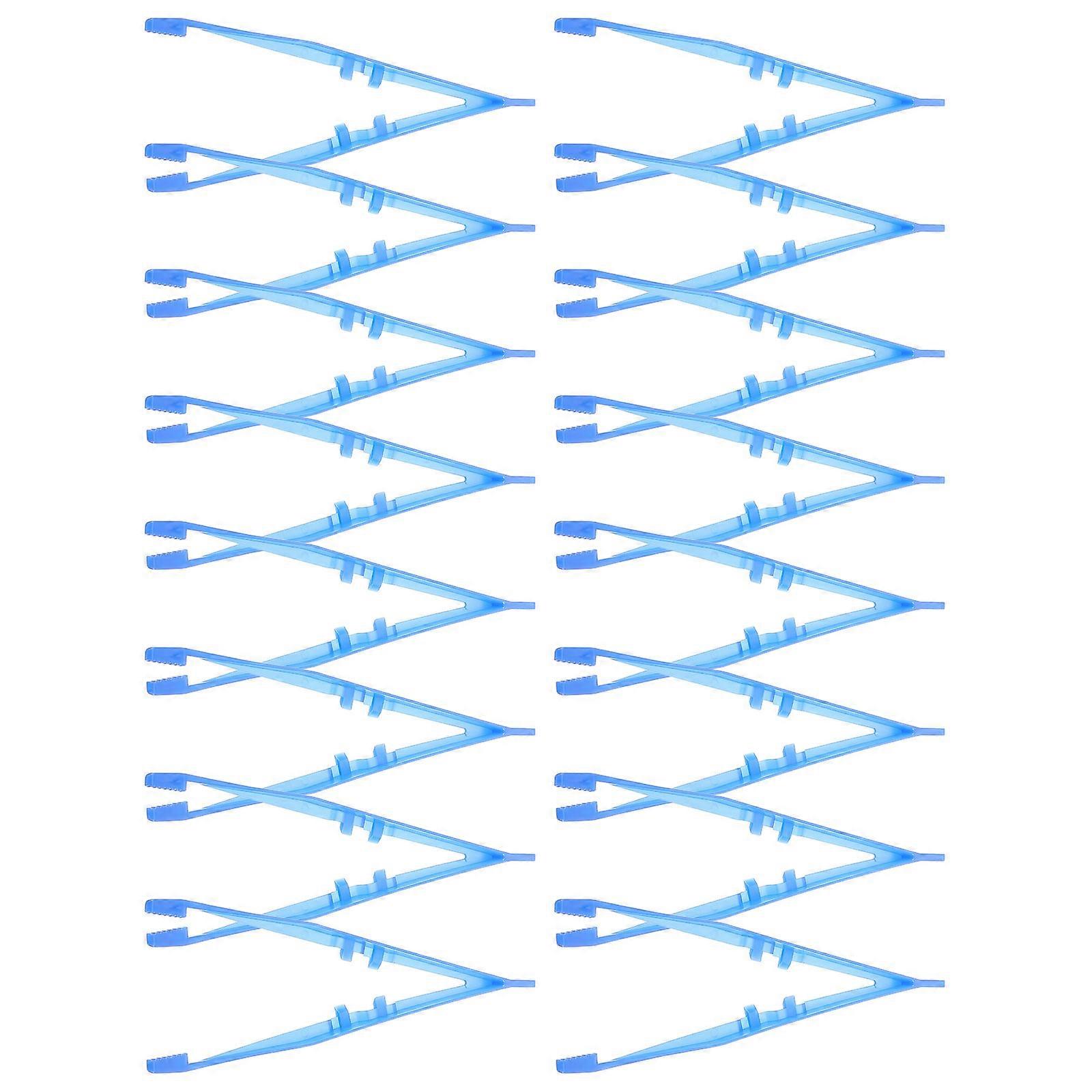 100pcs使い捨てピンセット医療用ビーズピンセットプラスチッククラフトピンセット(ブルー)