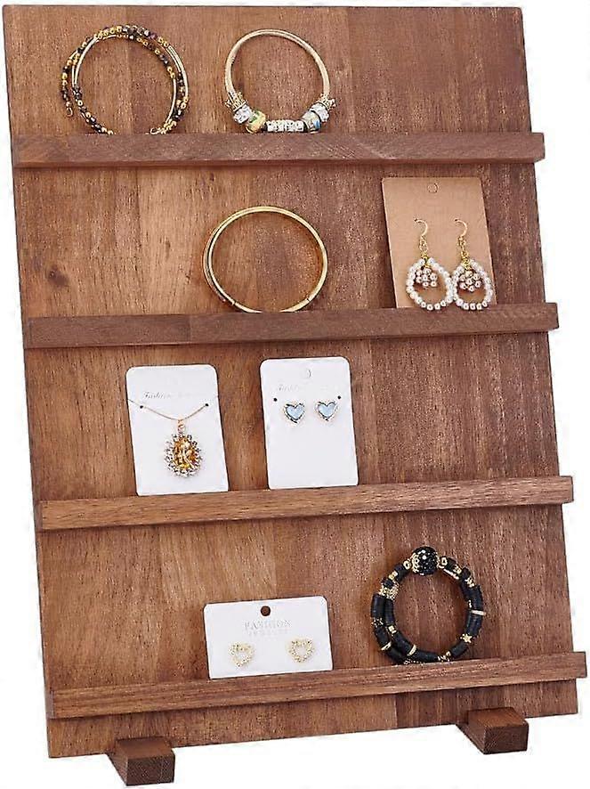 4 Tier Earring Card Display Stands Wooden Jewelry Display Stand Rack Removable Shelves Rack Earring Display Holder for Displaying Selling Bookmarks St