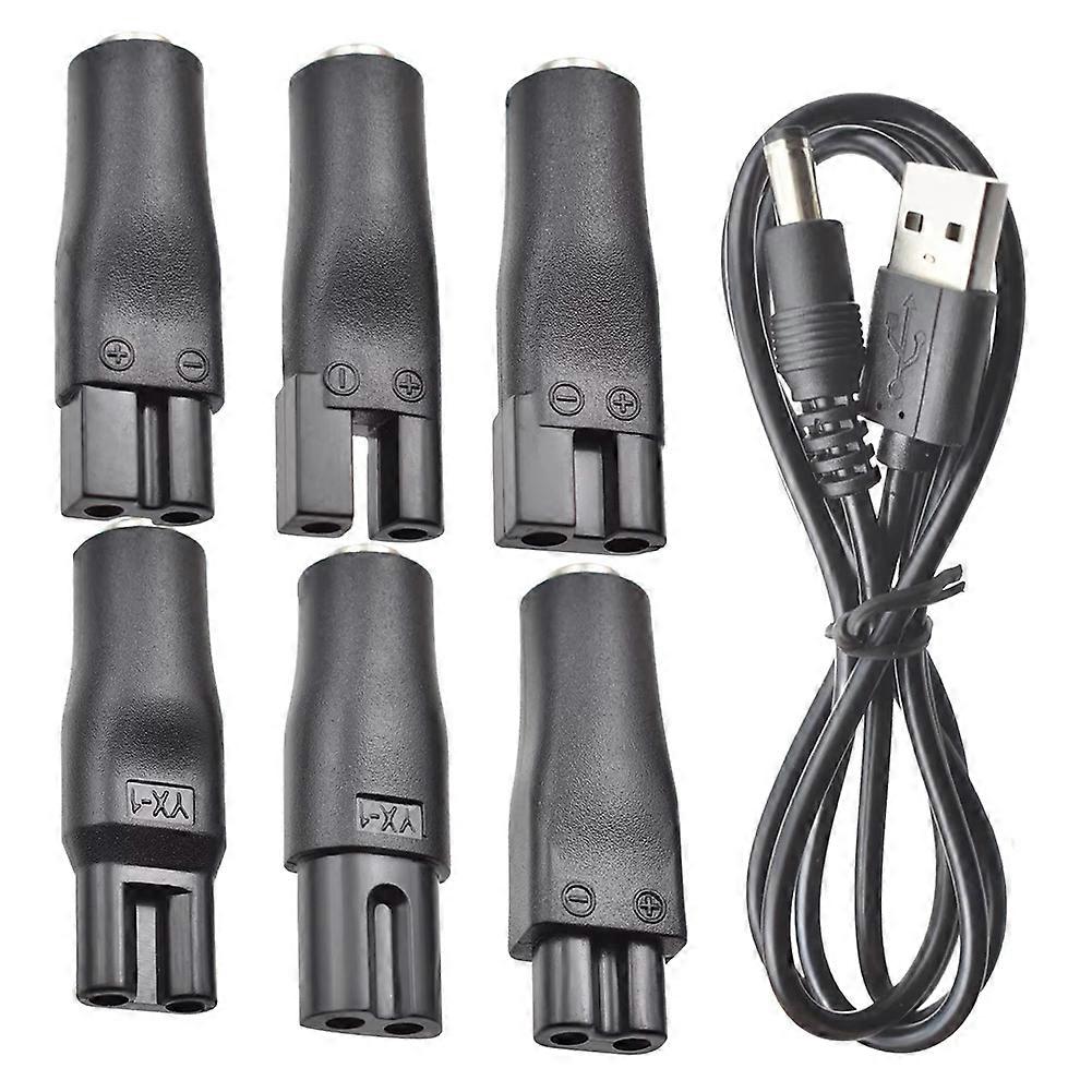 Lot de 7 câbles d'alimentation 5V avec adaptateur USB pour tondeuses à cheveux électriques, tondeuses à barbe, rasoirs et appareils de beauté.