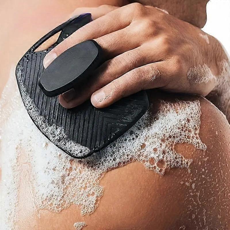 Silicone Body Scrubber for Men with Ergonomic NonSlip Handle, Soft Exfoliating Shower Brush