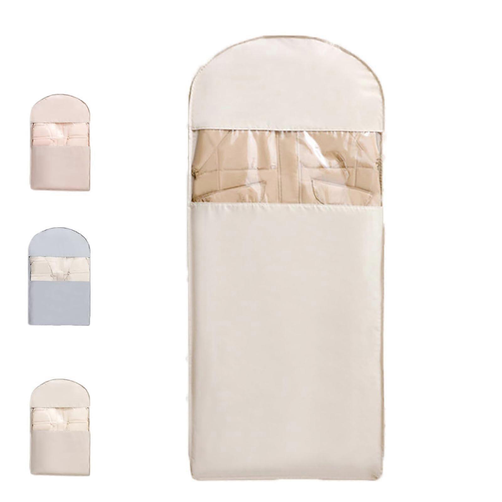 Garment Bag Closet Storage Organizer with Compression Design Waterproof Dustproof Holds 5 Items Beige XL
