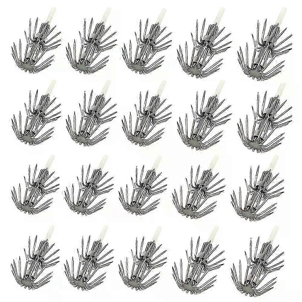 20PCS 20 - 40 Luminous Squid Jig Hooks Wood Shrimp Jig Umbrella Hooks