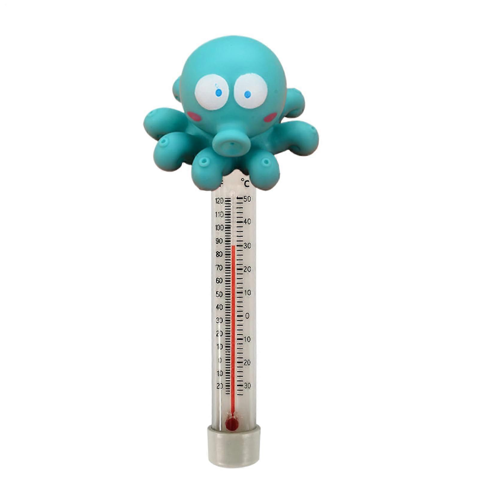 Floating Pool Thermometer with String Accurate Easy Read Gauge for Pools Spas Hot Tubs Blue Octopus