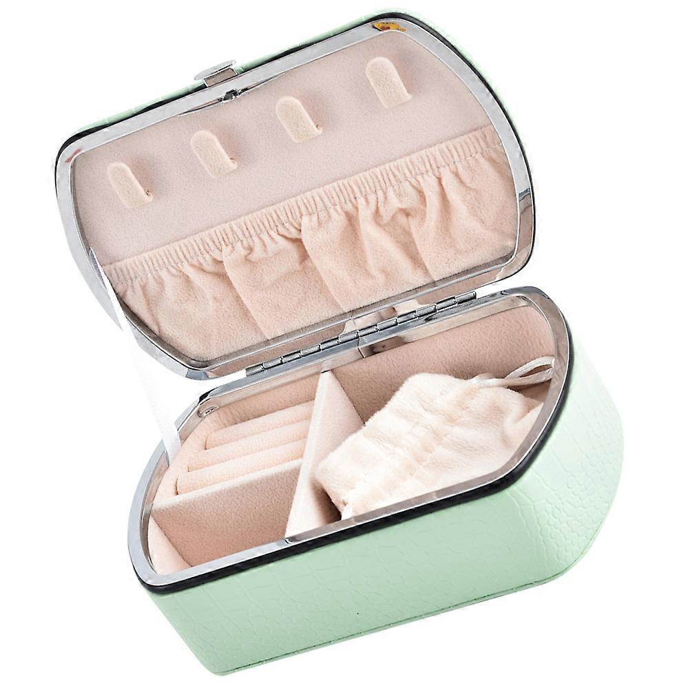Mini Jewelry Box Earring Storage Case Travel Convenience Light Green Rectangular 1Set