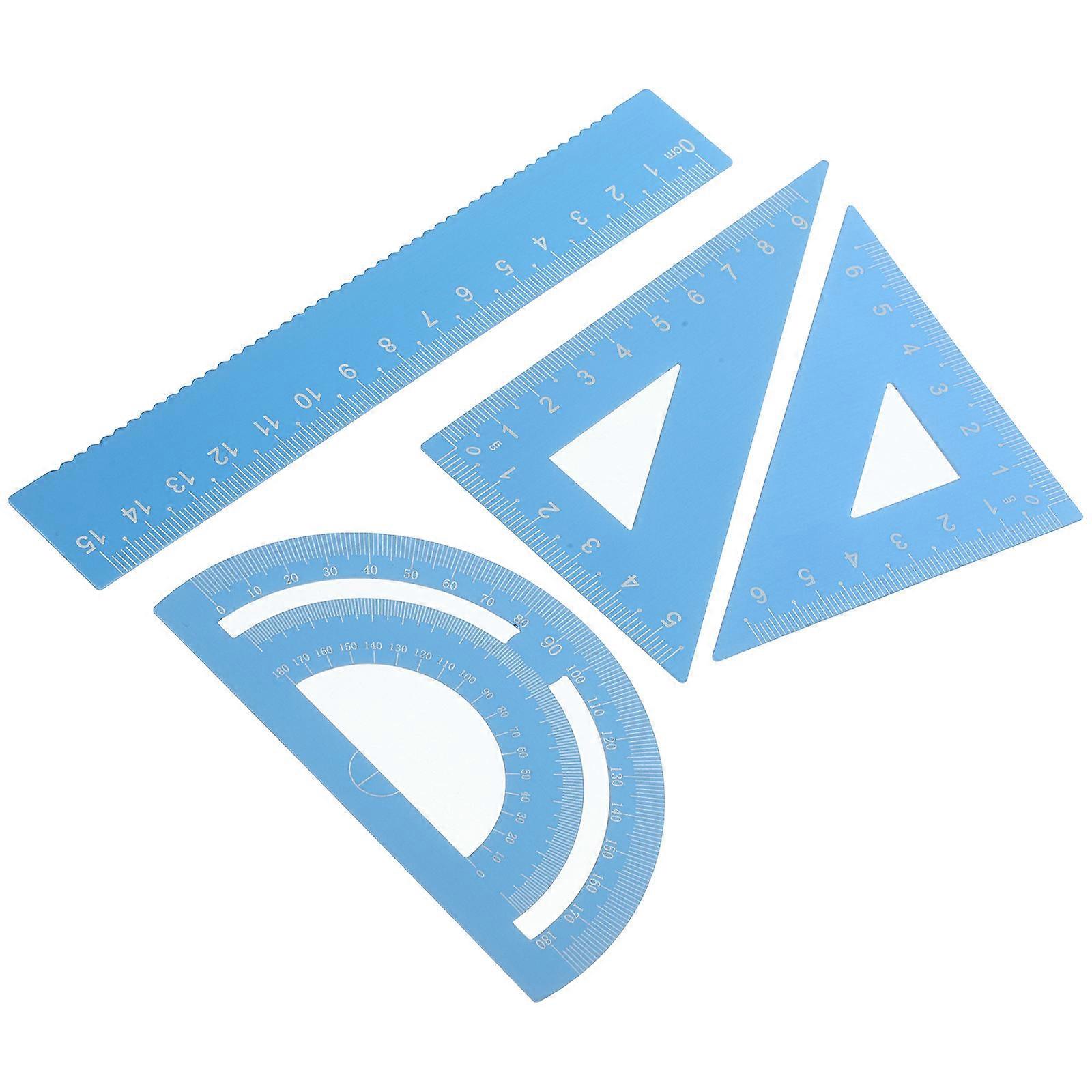 Exam Geometry Drawing Tools Metal Math Ruler Set Sky- .50X5.80X0.20Cm Classroom Set