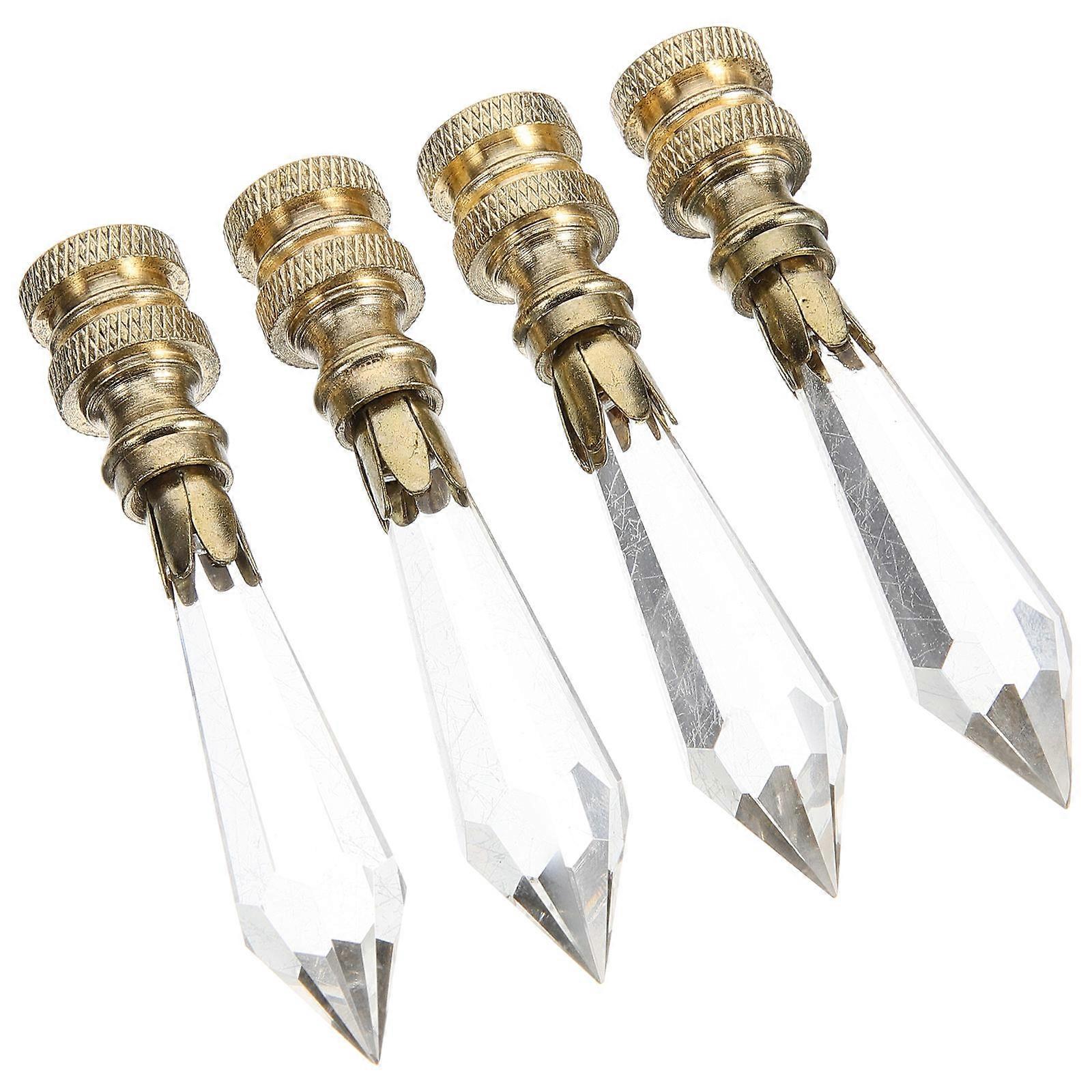 Lamp Knobs Decorative Brass Finial Cap Diamond Shape For Home Decoration 4Pcs
