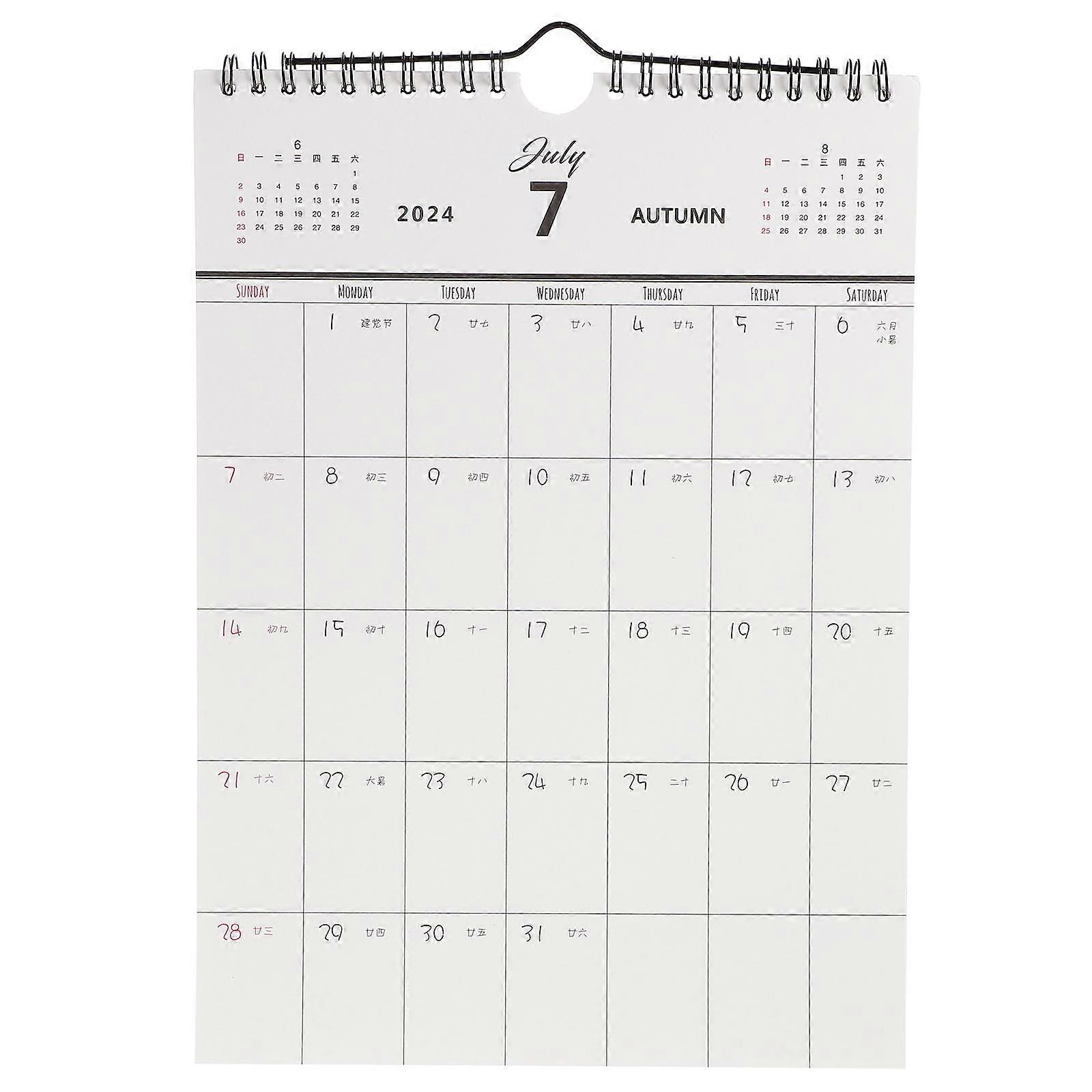 Monthly Wall Calendar Spiral Binding for 5Pcs Appointment Calendar