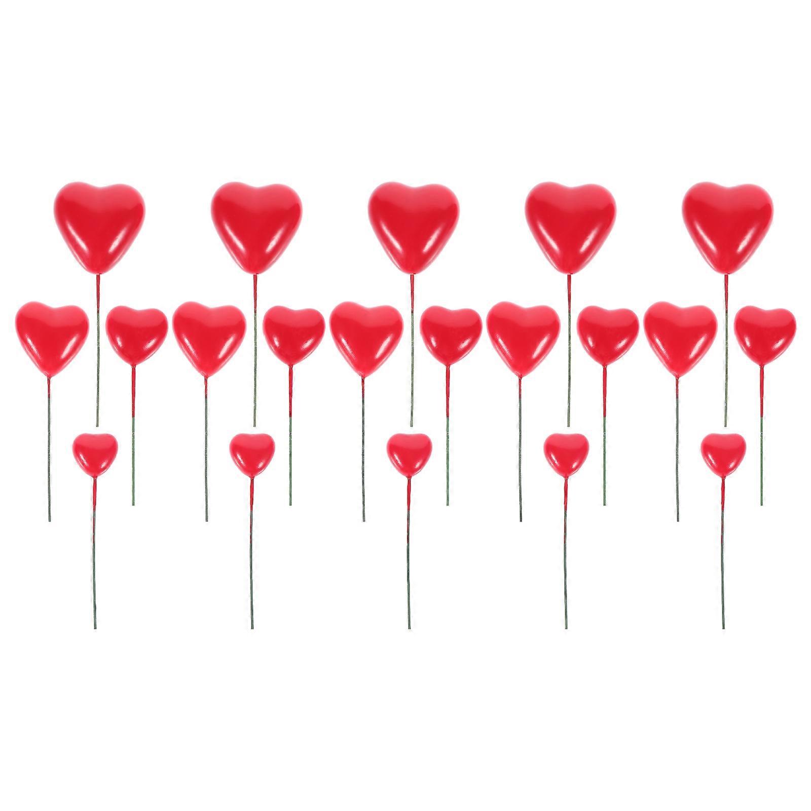 Red Love Heart Cake Picks Inserted Decor 20Pcs Romantic Decoration