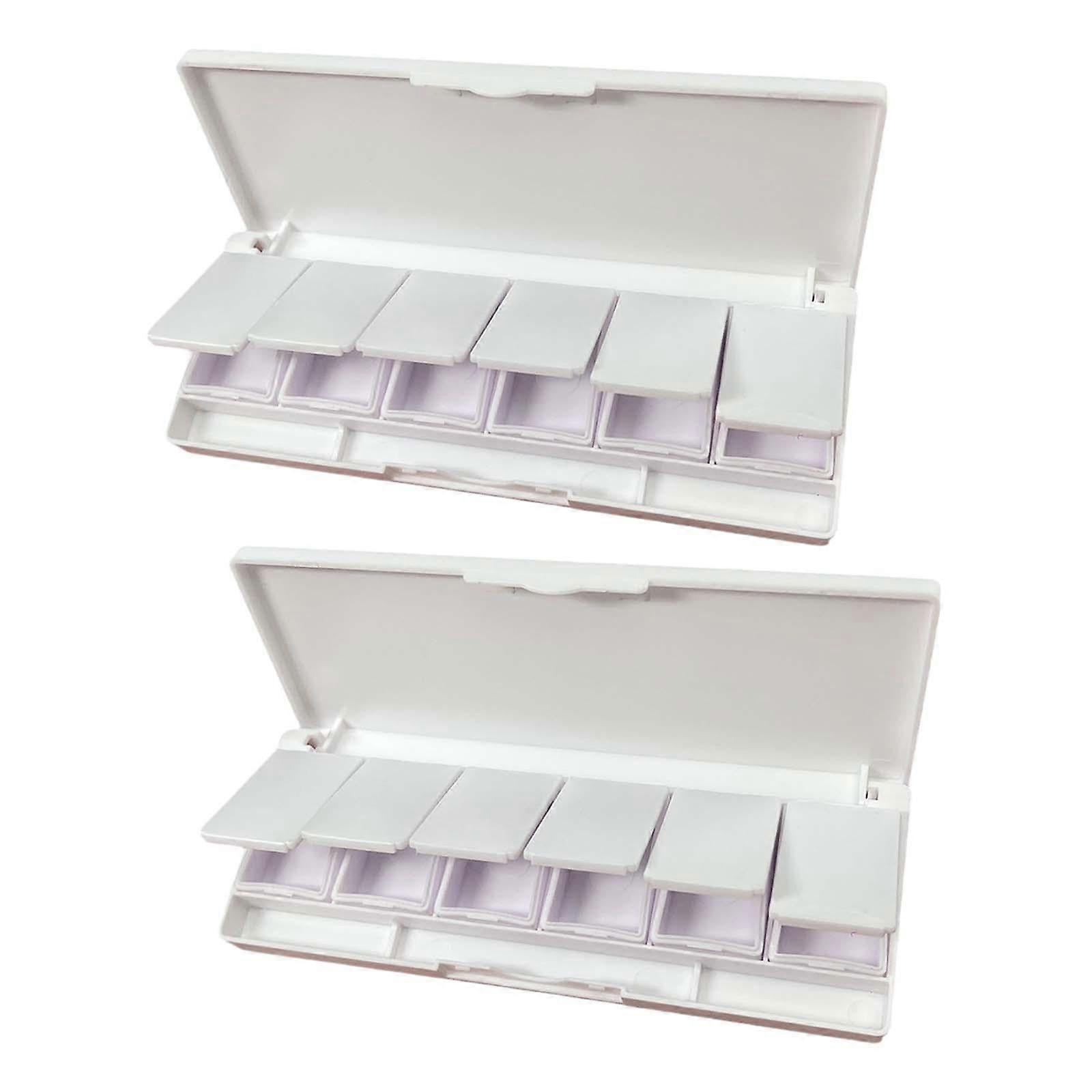 2 Pack 6 Grid Empty Eyeshadow Palette Refillable Makeup Case Compact Travel Size Storage