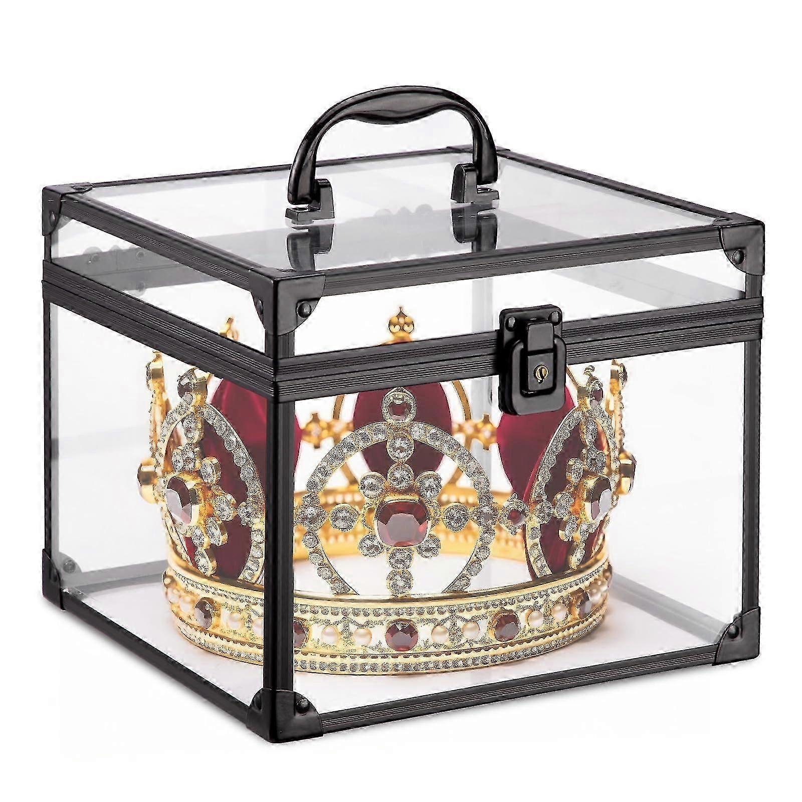 Clear Crown Case, Large Clear Makeup Train Case Lockable Crown Travel Box Ref: 3642 25-26