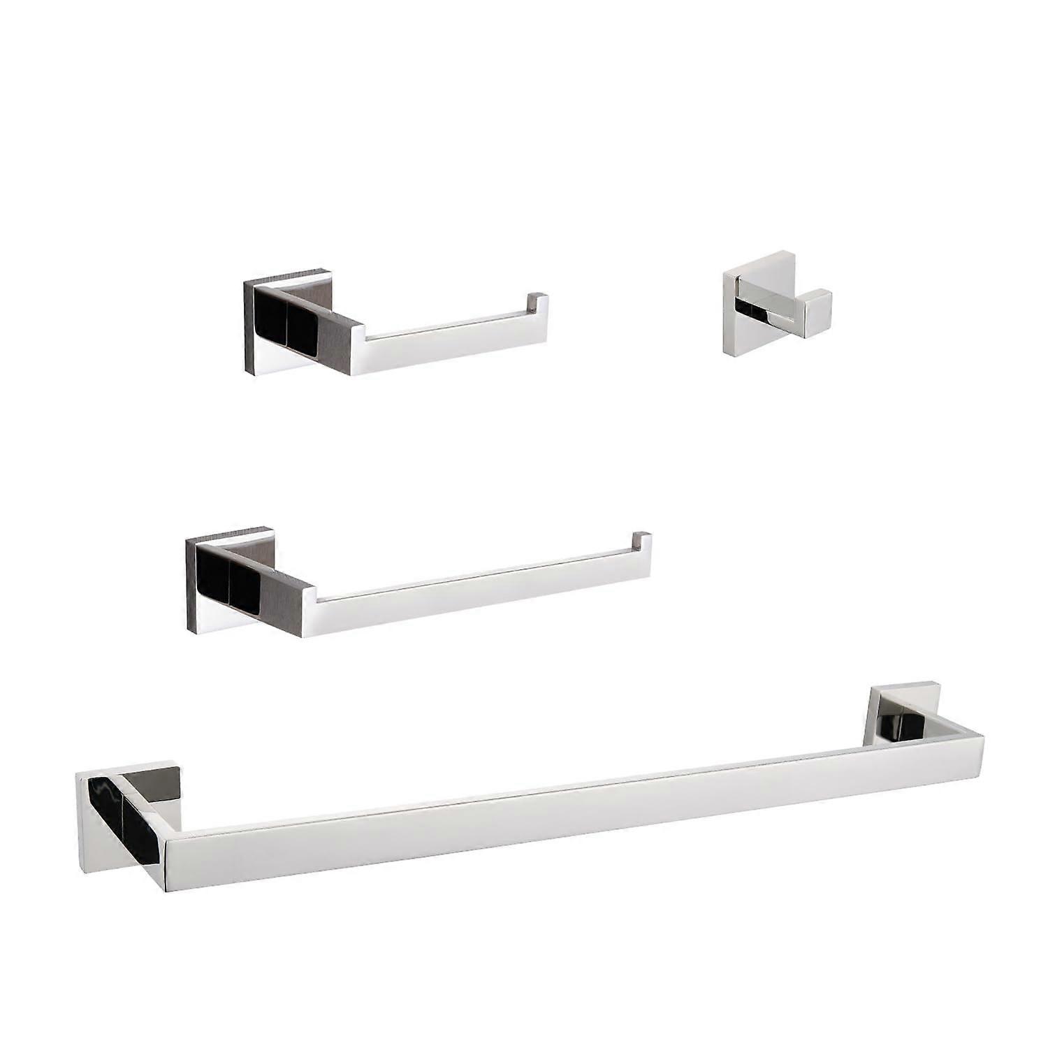4Piece Bathroom Hardware Set with Chrome Towel Rack, RustResistant, Wall Mounted, Modern Design