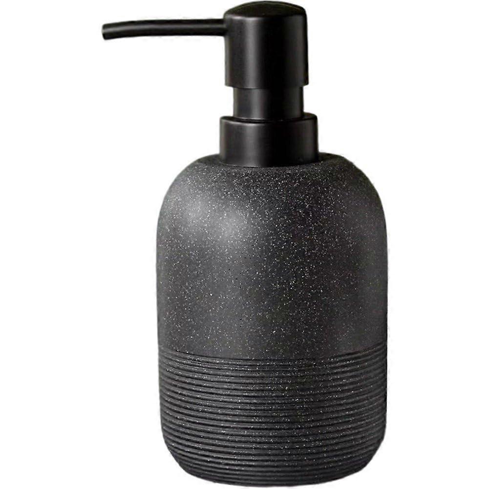 Soap Dispenser Set with Elegant Stone Texture, Black Pump Bottles for Kitchen and Bathroom Use