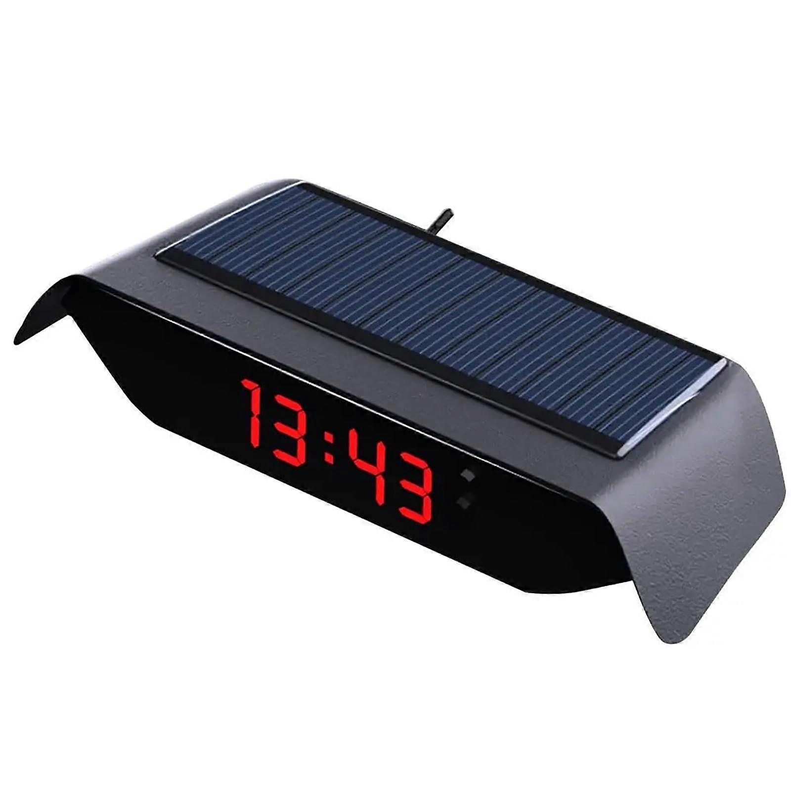 Solar Powered Car Dashboard Clock with Accurate Time, Temperature and Date Display