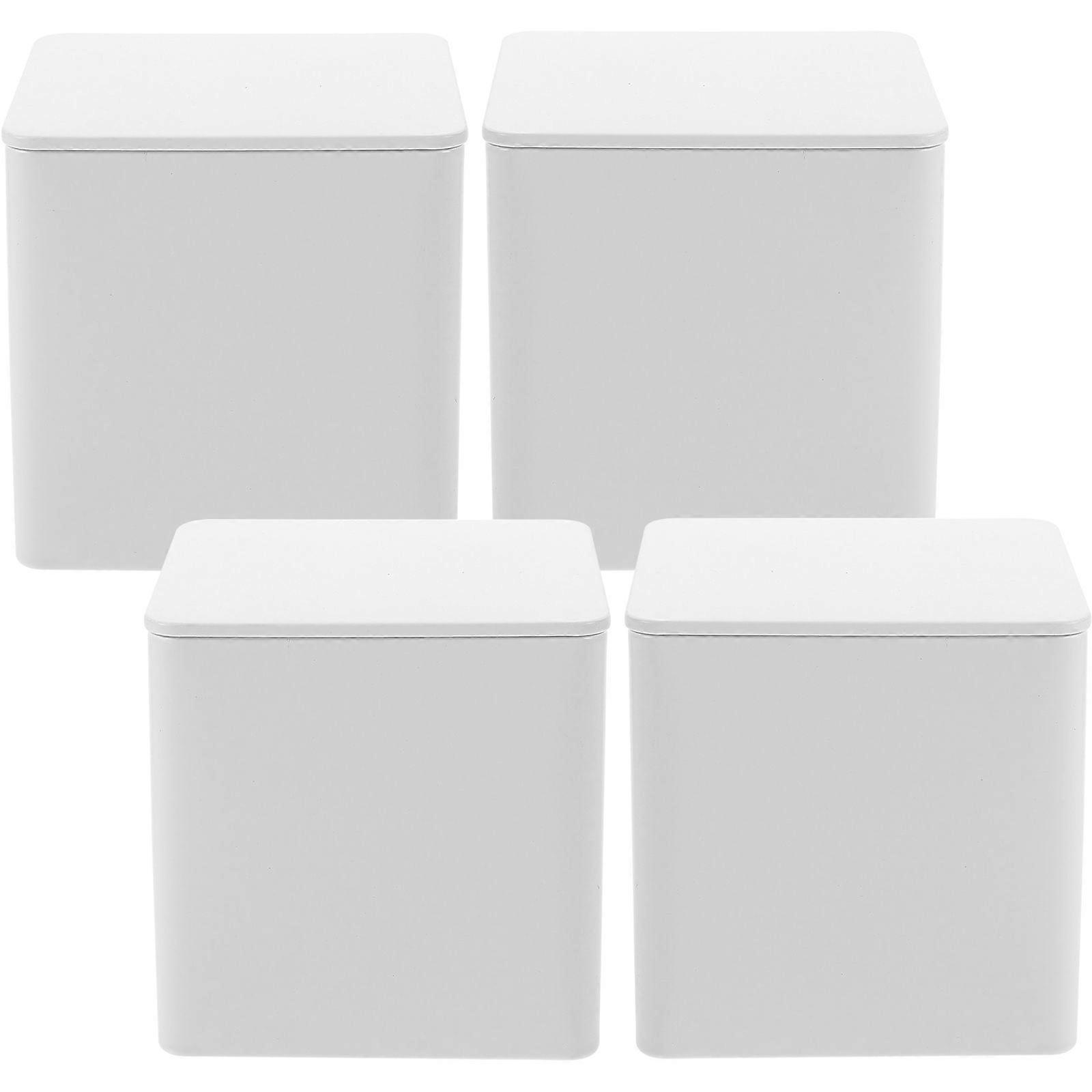 4pcs Small Tinplate Boxes Empty Containers Coffee Tea Candy Storage Containers