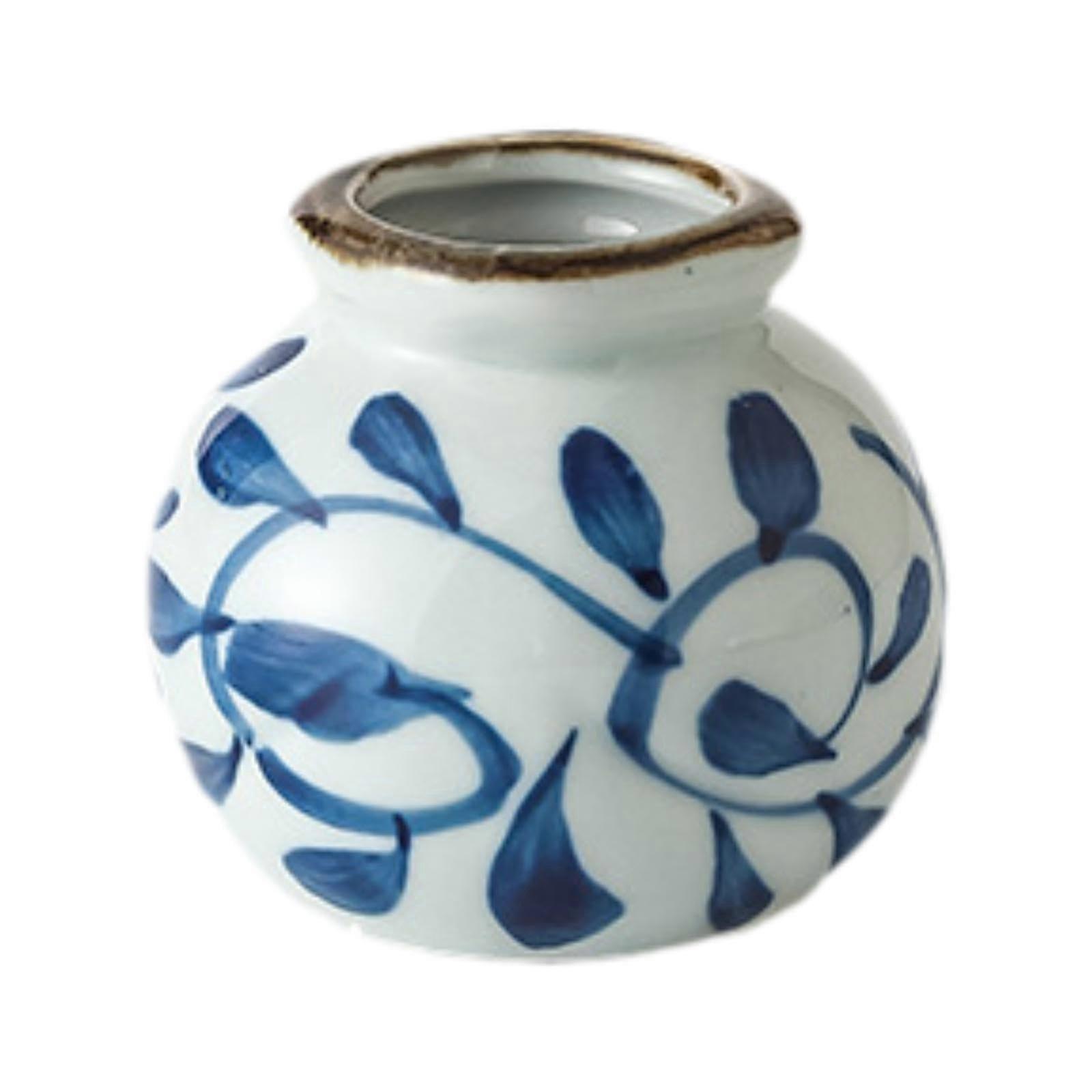Ceramic Toothpick Holder and Dispenser, Compact Decorative Storage for Kitchen Dining, White Blue