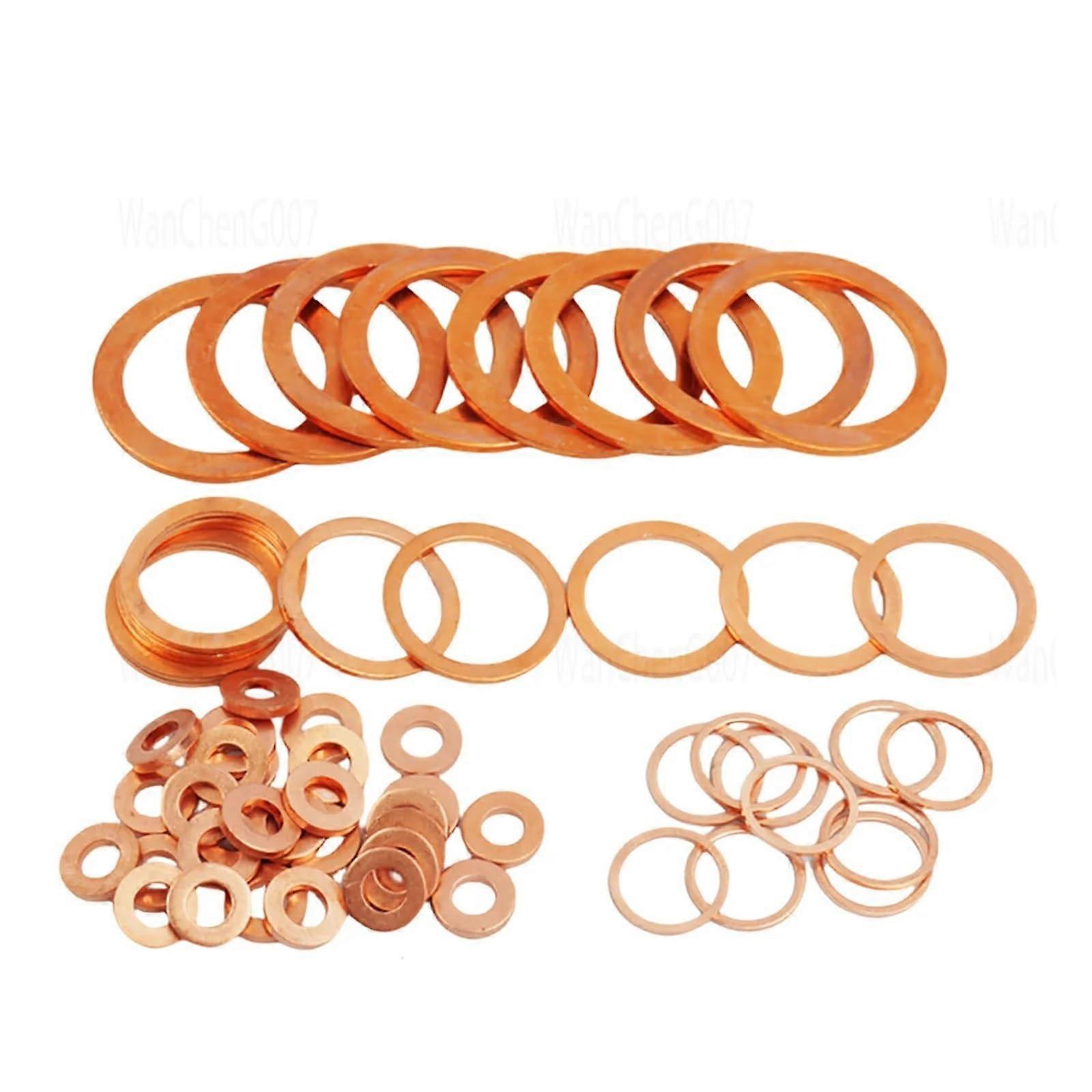 50Pcs Solid Copper Washer Assortment for Oil Drain Plug Leak Prevention Motorcycle Sump