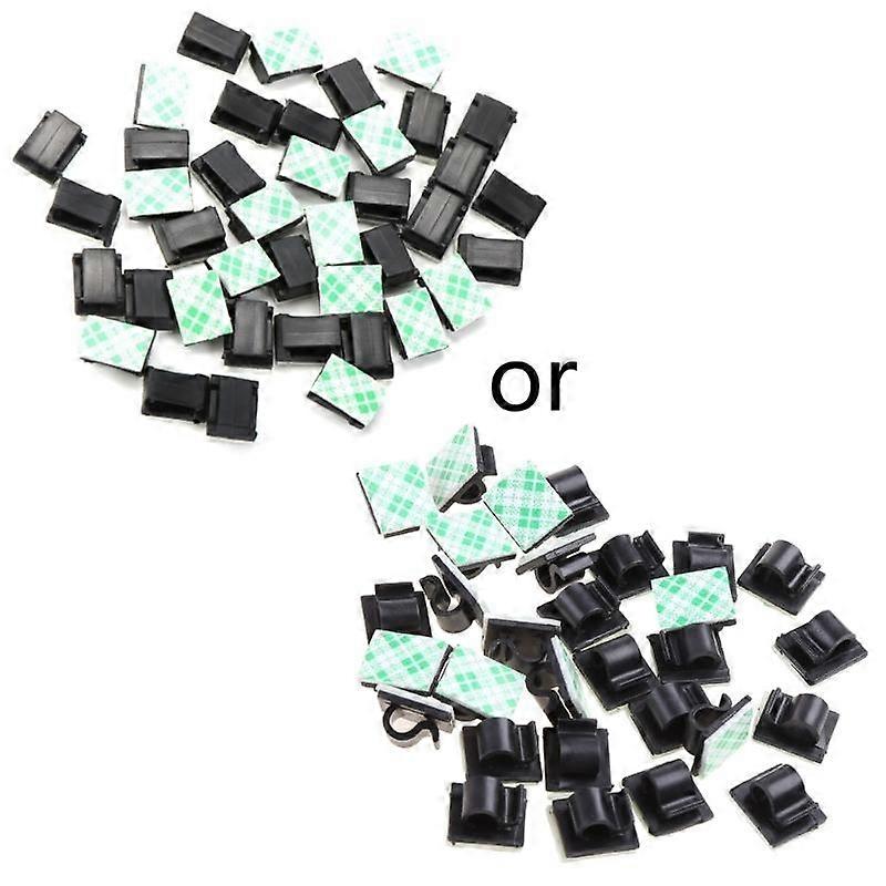 30Pcs Car Wire Clip Black Cable Tie Rectangle Holder Mount Clamp Self-adhesive--Catergrae