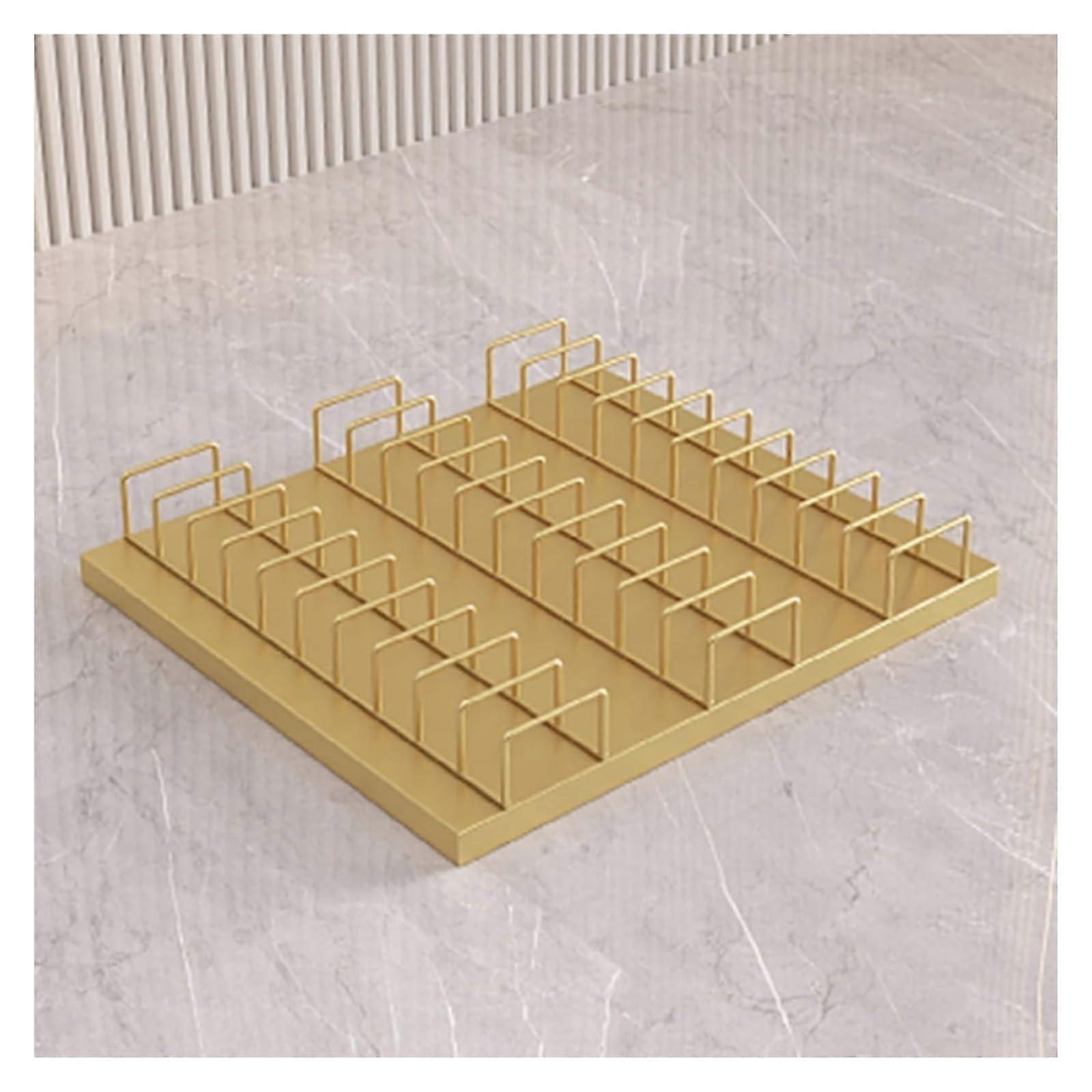 Metal Floor Tile Display Rack Gold, SpaceSaving Multi Slots Vertical Tile Sample Holder for Showroom