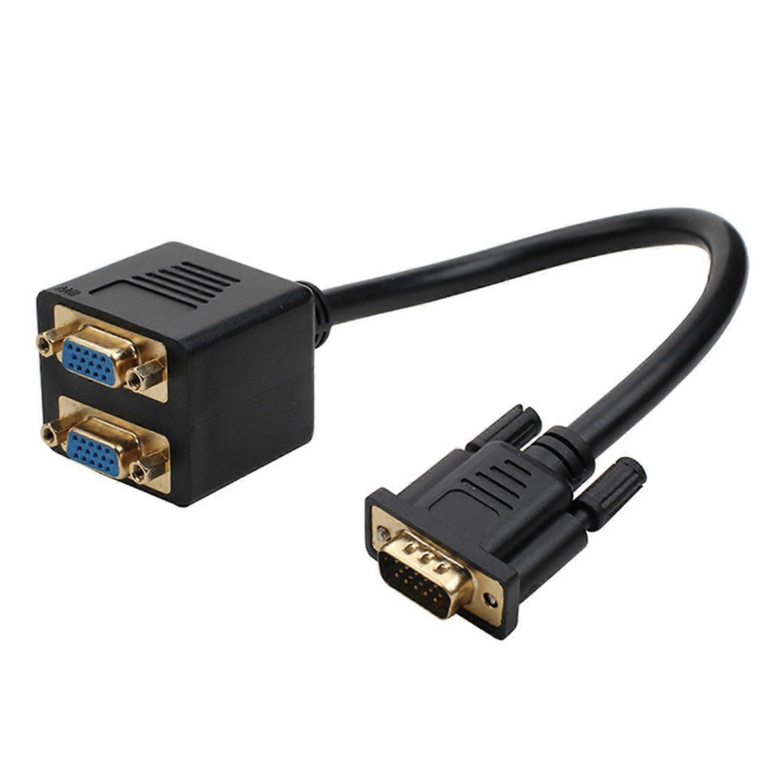 VGA Splitter 1080P Dual Screen Adapter, Plug and Play 25cm Cable for Computer Display