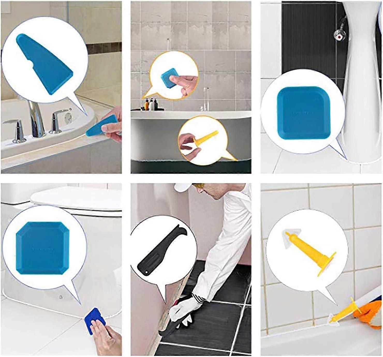 Silicone Sealant,Silicone RemoverTool,8pcs Caulking Tool Kit with Plastic