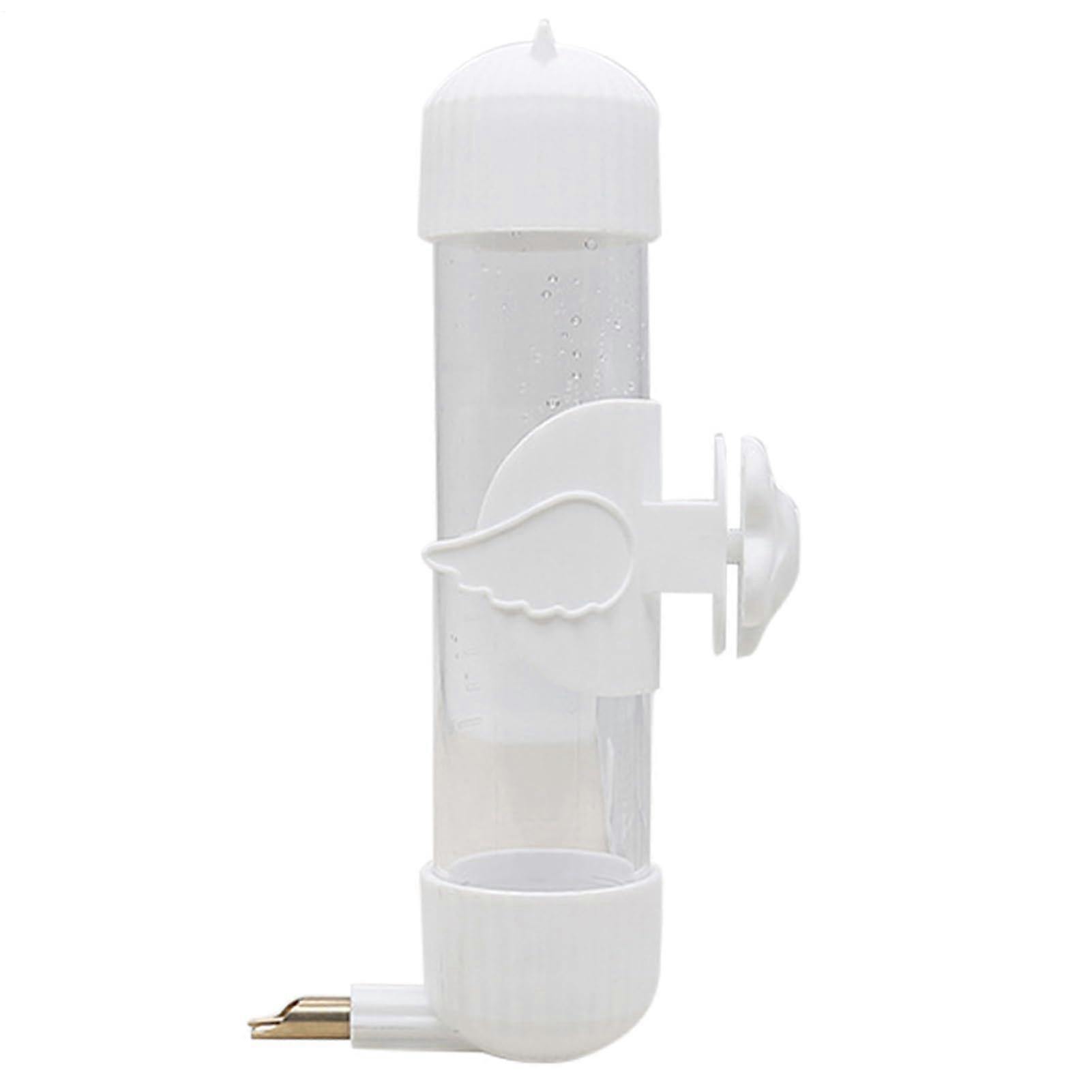 Automatic Bird Waterer with Automatic Water Flow, Cage Mounted Drinking Bottle for Budgies, White