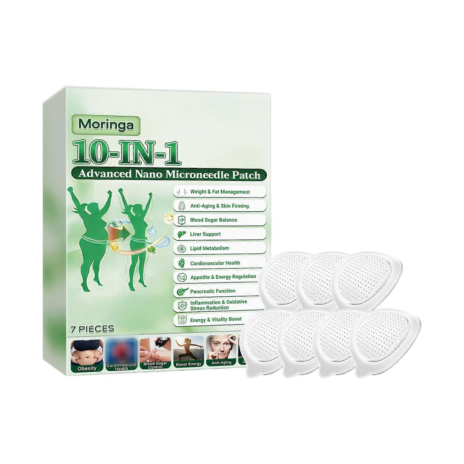 Adesivos de emagrecimento 3X Moringa 10 em 1 Nano Microagulhas, Berberina e NAD+ Ingredientes Naturais Firmeza da Pele para Homens e Mulheres