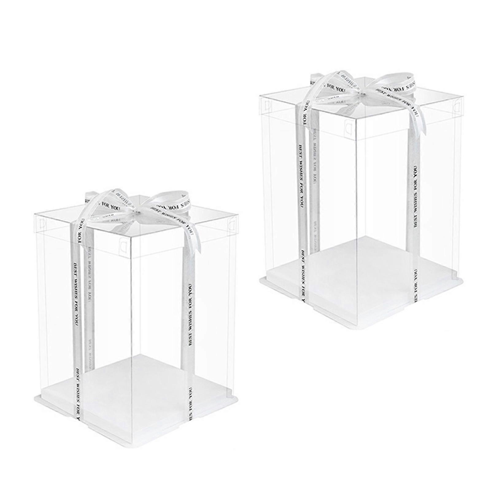 Transparent Cake Box for Cake Storage 2Pcs Clear Birthday Packaging Boxes