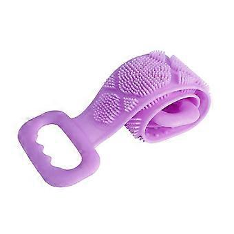 Purple Silicone Bath Brush Body Scrubber with Gentle Exfoliation and Ergonomic Palm Grip