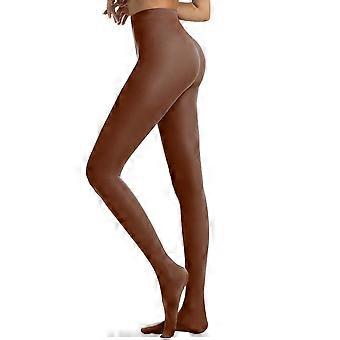 Blickdichte Strumpfhose mit Bauchweg-Effekt, Leggings mit Fußteil, Braun XL – Passt zu Kleidern und Hosen