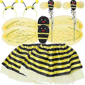 2 sets kinderen performance kostuum bee wing wand hoofdband rok cosplay accessoires