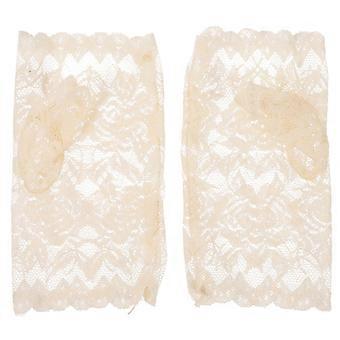 Guantes protectores de encaje para mujer, diseño floral, 1 par, material beige.