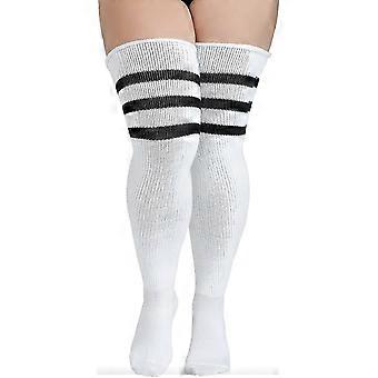 Plus Size Dij Hoge Sokken Gestreept Over Knie Hoog Sokken Dik Extra Breed Lang