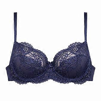 Ambra Capri balconette bra indigo blue with lace – luxury lingerie