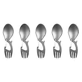 5X 3 in 1 Picnic Titanium Spoon Tableware Titanium compatible withk Ultralight Pure Titanium or Stainless Steel Spork