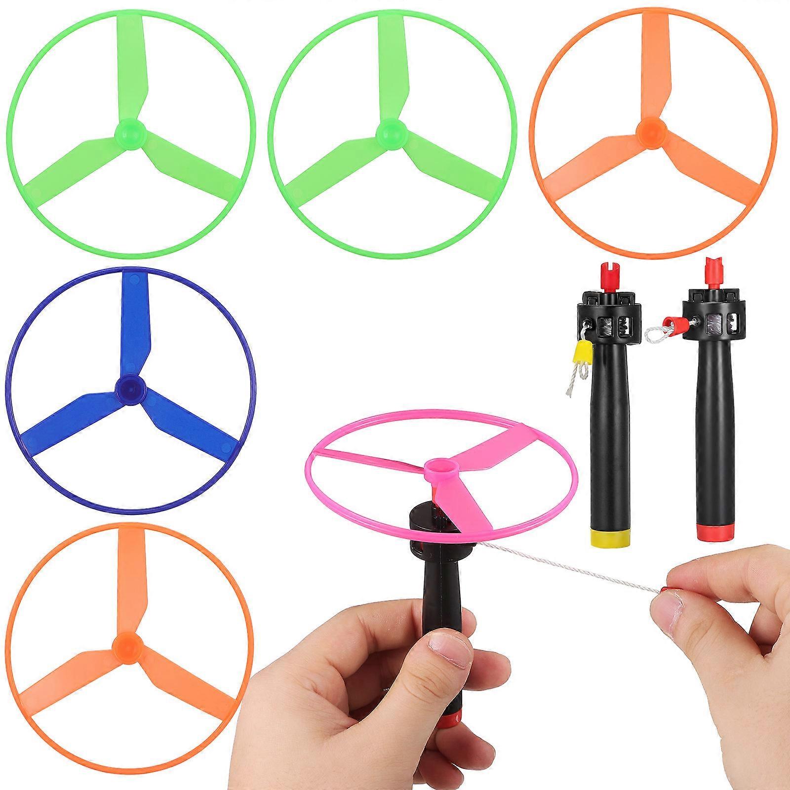 1 Set Propeller Toy Pull String Flying Saucers Outdoor Interactive Training Toy