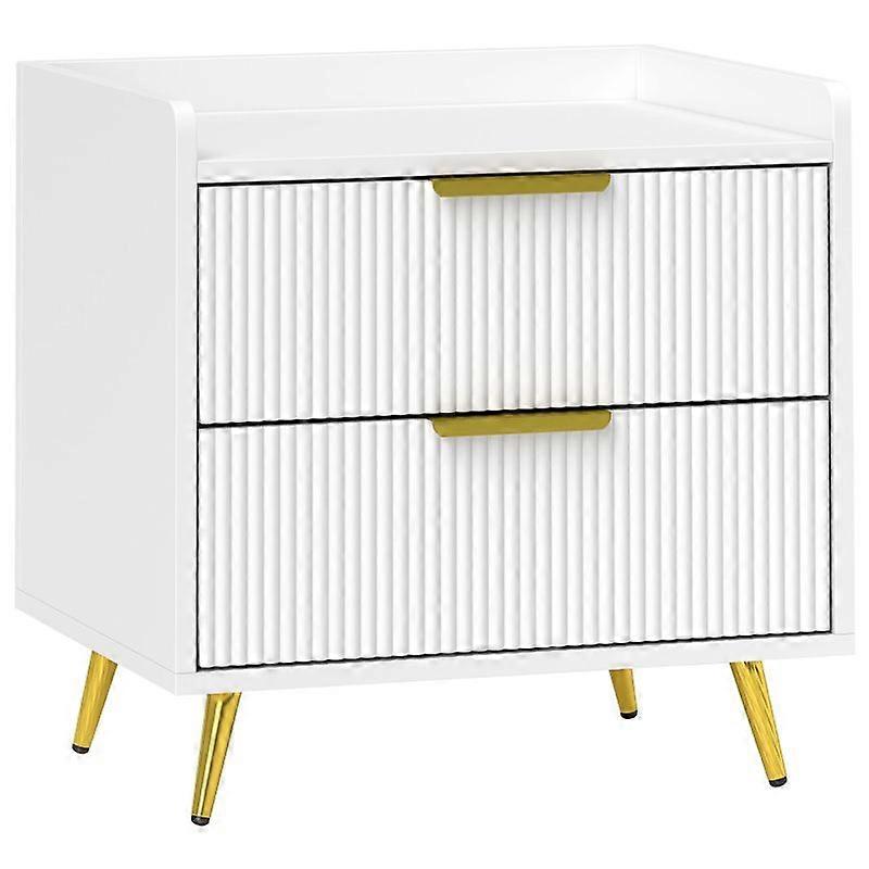 Elegant Two-Drawer Bedside Table - White