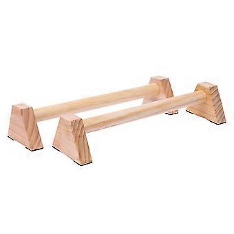 1 Pair Wood Push-up Bar Bold Handle Portable Quadrangle Design Parallettes Bar For Body Building 40cm