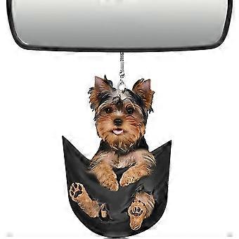 2D Schattige Puppy Pocket Car Achteruitkijkspiegel Houder - Puppy Hond Hangende Interieur Stijl Auto Spiegel Achteruitkijkspiegel voor Auto