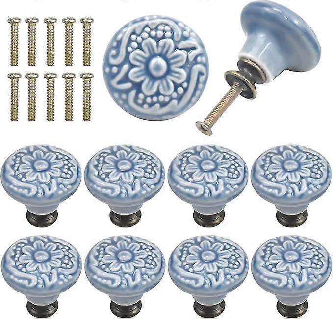 10-pack vintage ceramic drawer handles, round, drawer knobs [XR]