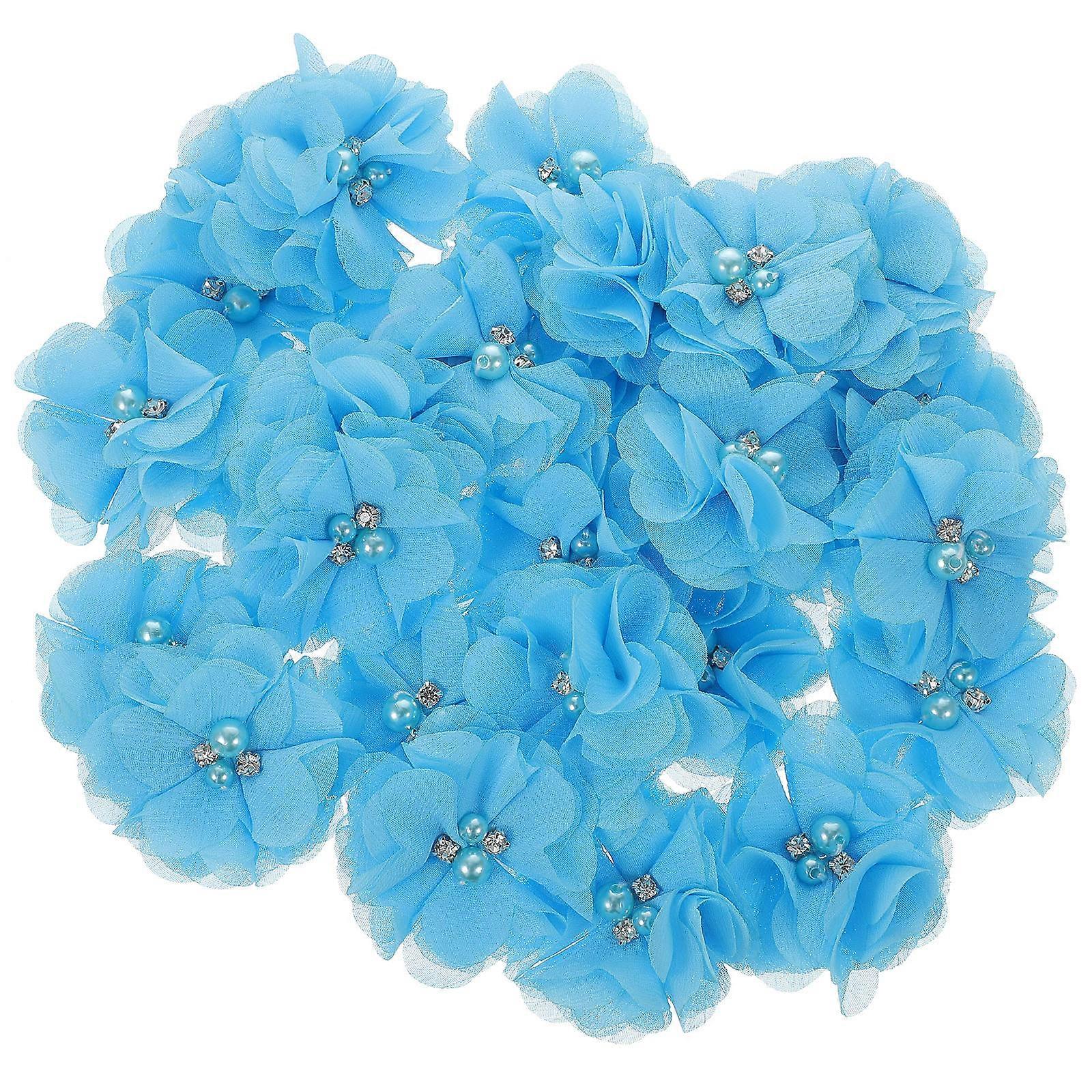 Multi-Function Blue Fabric Flowers for Craft Sewing 90Pcs