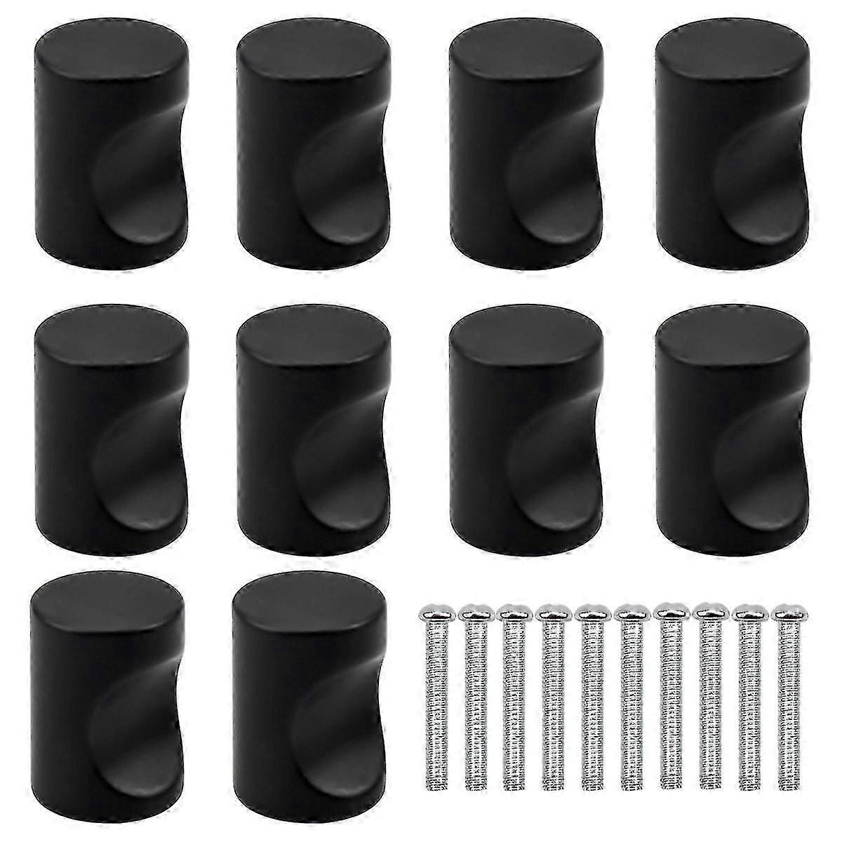 10pcs Black Cylinder Drawer Knobs Aluminum Alloy Cabinet Knobs
