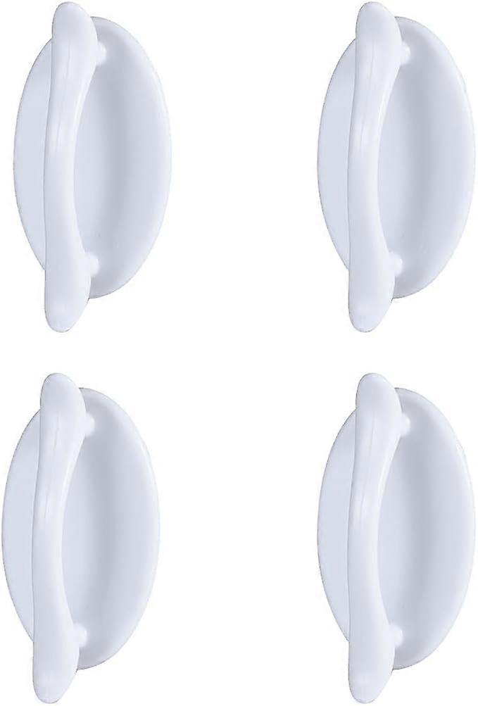 Cabinet drawer handles, 4 self-adhesive drawer knobs, white, ABS plastic