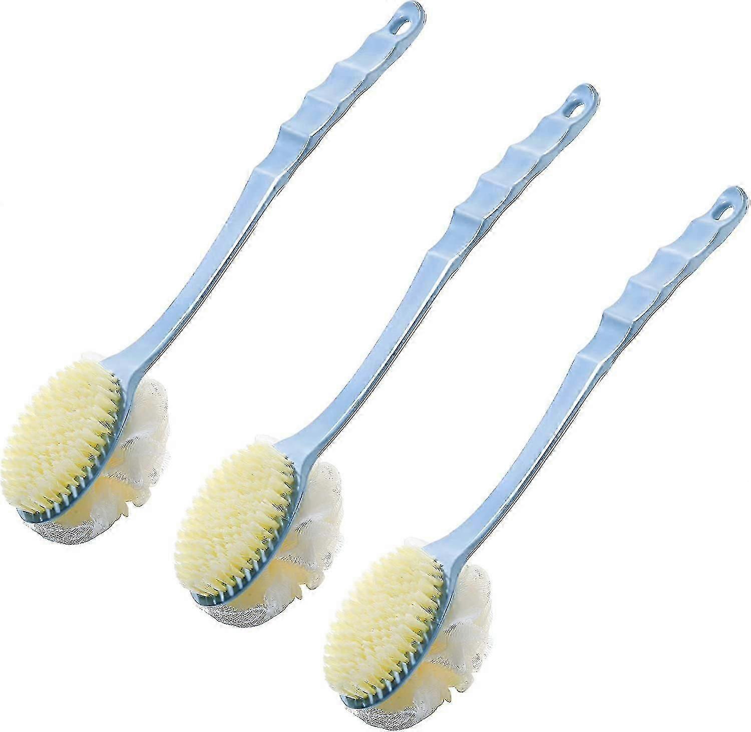 3pack Back Shower Body Brushes Double Side Long Handle