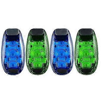 Mini LED Clip On Safety Light 4 Pack Green Blue TPU Running Lamp for Night Cycling Walking Outdoor Activities