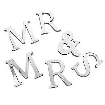1 Set MR MRS selbstklebend 3D EVA Acryl Spiegel Hochzeit Wandaufkleber reflektierende Alphabet Dekor für Hochzeit Hintergrund Party Home Decoration