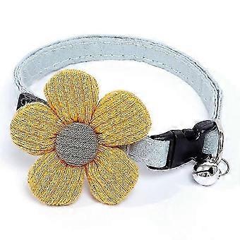 Cat Collar with Bell Pendant Small Dogs Bow Tie (Daisy/Yellow) ziiu